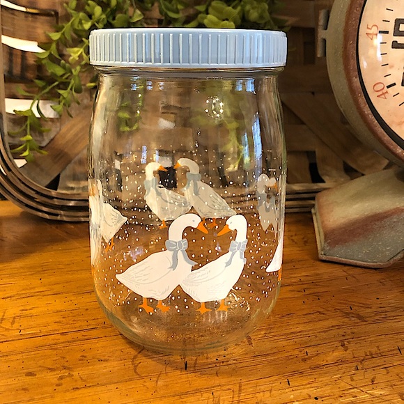 Vtg Blue Bow Goose Duck Storage Jar Blue Canister Screw Lid | Made in France - Picture 5 of 8